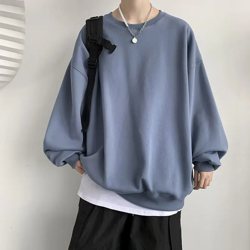 Threebooy Spring Autumn Heavyweight Trendy Brand Long-sleeved T-shirt Men's Velvet Thickened Top Loose Sports Bottoming Youth Sweatshirt