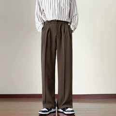 Threebooy  New Fashion Male Suit Pants Light Luxury Draped Cropped Button-down Business Casual Pants Premium Slim-fit Elegant Dress Trouser