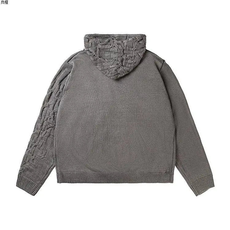 Threebooy Autumn and winter American fashion men and women knitted hooded couple loose retro personality Harajuku casual sweater y2k