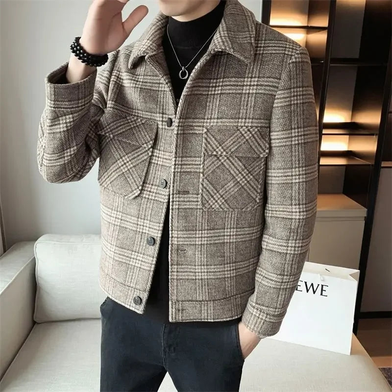 Threebooy Male Coats Slim Fit High Quality Men's Wool & Blends Jackets Vintage Joker Harajuku Casual Luxury Designer Cheap Clothes Offer