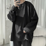 Threebooy High Quality Oversized Mens Long Sleeve Tees Round Neck Casual Unisex Solid Color T-shirts Fashion Designer Brand Male Tops