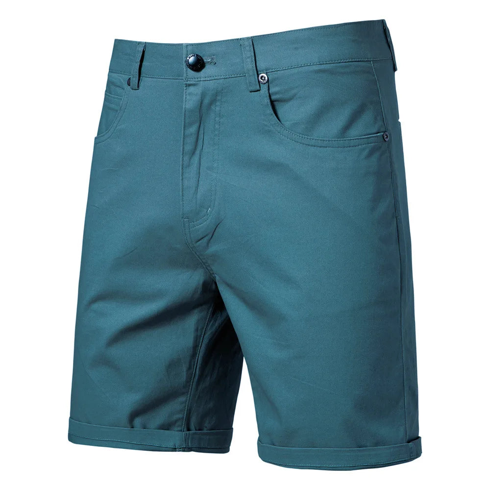 Threebooy Men's Summer Slim-fit British Shorts Light Luxury Stylish Popular Clothes Leisure Cargos Streetwear Button-down Half-pants 30-38