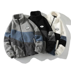 Threebooy Imitation Lamb Plush Jacket Men's Autumn Winter Korean Version 2026 Thick Cotton Coat Couple Polar Fleece Jacket Cotton Coat