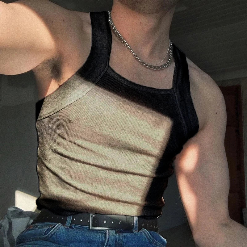 Threebooy  New Fashion Sports Tank Tops Men's Solid Color O-neck Sleeveless T-shirt Skinny Gym Streetwear Casual Vests Party Clothing S-5XL