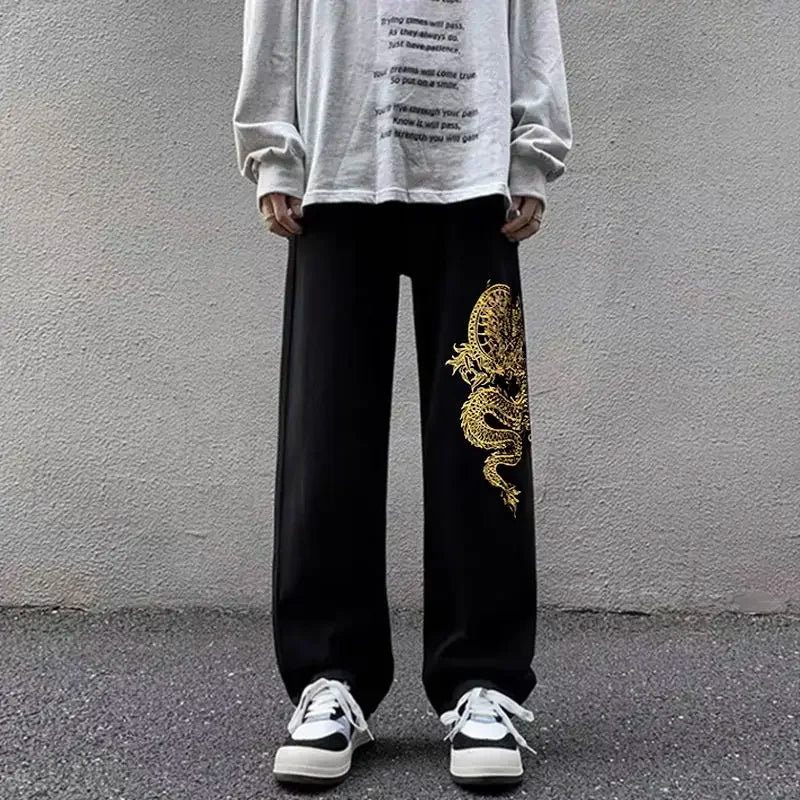 Threebooy Y2k High Street New Style Dragon Pattern Embroidery Baggy Jeans Retro Hip Hop Casual High Waisted Jeans Men and Women Streetwear