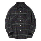 Threebooy Oversized Woven Shirt Men Fashion Retro Casual Plaid Shirts Mens Streetwear Korean Loose Long-sleeved Shirt Men M-2XL