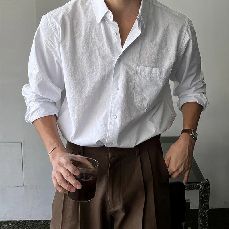 Threebooy  New Casual Long Sleeve Mens Linen Shirt Tops Spring Autumn Vintage Turn-down Collar Button-up Shirts For Men Fashion Cardigans