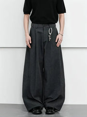Threebooy  Y2k Vintage Plaid Wide Leg Pants Men Loose Streetwear Baggy Curved Pants Work wear Business Suit Trousers