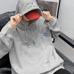 Threebooy Casual Autumn Man Hooded Sweatshirts Classic Solid Color Loose Oversized Hoodie College Style Japanese Hoodies Designer Tops