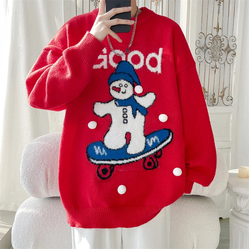 Threebooy Printed Sweater Male Jumper Men's Winter Sweater Pullover Knit Christmas Luxury Clothing Knitwear New in Sweaters Clothes