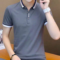 Threebooy  Elegant Fashion Harajuku Slim Fit Ropa Hombre Loose Casual Sport All Match T-shirts Button Insert Thin Style Short Sleeve Tees