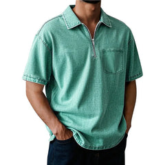 Threebooy  Summer Cotton Polo Shirt Men Short Sleeve Turn Down Collar Pull On Polos Solid Breathable Casual Tops