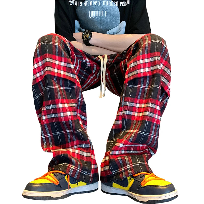 Threebooy Summer Plaid Pants Men S-3XL Casual Straight Trousers for Male/Female Harajuku Hip-hop Pants