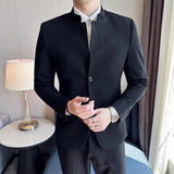 Threebooy Men Spring High Quality Business Suit/Male Sinicism Stand Collar Blazers/Man Solid Color Casual Tuxedo 4XL-M