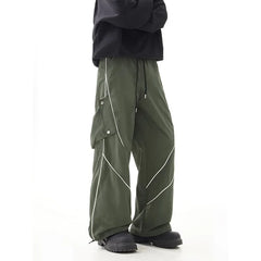 Threebooy  Summer Lightweight Trousers Mens Straight loose Fishing Pants Tidal line Outdoor Hiking Nylon Quick Dry Casual Work Trousers
