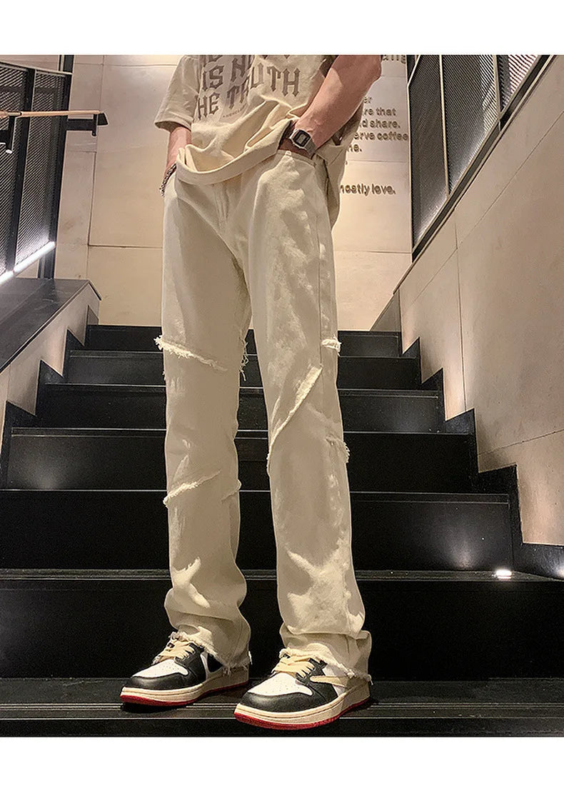 Threebooy New Spring Jeans Loose-fit Straight-leg Sporty Workwear Pants Hong Style Washing Jeans For Men