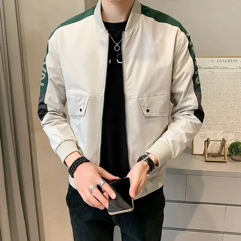 Threebooy Casual Male Coats Zip V Spring Autumn Aesthetic Y2k High Quality Men's Jackets Vintage Deals Cheap Clothes Offer Harajuku New In