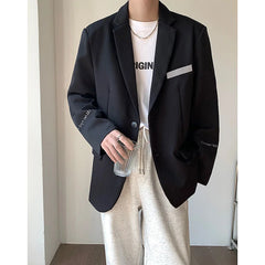 Threebooy Men's Formal Suit Jacket Streetwear Business Coats Fashion Trend Western-style Clothes Black Color Blazers Plus Size M-2XL