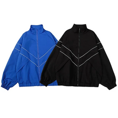 Threebooy 3M Reflect Varsity Jacket Men High Street Patchwork Color Black Windbreaker Coats Women Spring Autumn Fashion College Jackets