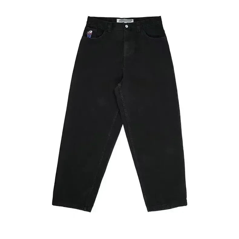 Threebooy Vintage BIGBOY loose simple embroidered denim pants new streetwear wide leg loose denim pants fashionable straight pants
