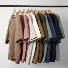 Threebooy  Summer Short-sleeved T-shirt Men Fashion 10-color Casual Suede T Shirt Men Streetwear Loose O-neck Tshirt Mens Top M-3XL