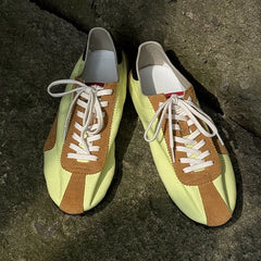 Threebooy  Men's Retro Patchwork German Army Trainers GAT Shoes for Men Classic Low Top Sports Tennis Shoes Outdoor Lace-Up Sneakers