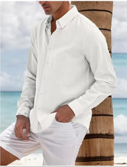 Threebooy  Men's Independent Station Four Seasons Large Size Loose Patchwork Shirt Casual Solid Color Daily Clothing Beach Dinner Cardigan