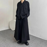 Threebooy Mens Autumn Winter Dark Knight Style Chinese Pleated Loose Culottes Essential Genderless Trendy Retro Casual Wide-Leg Culottes