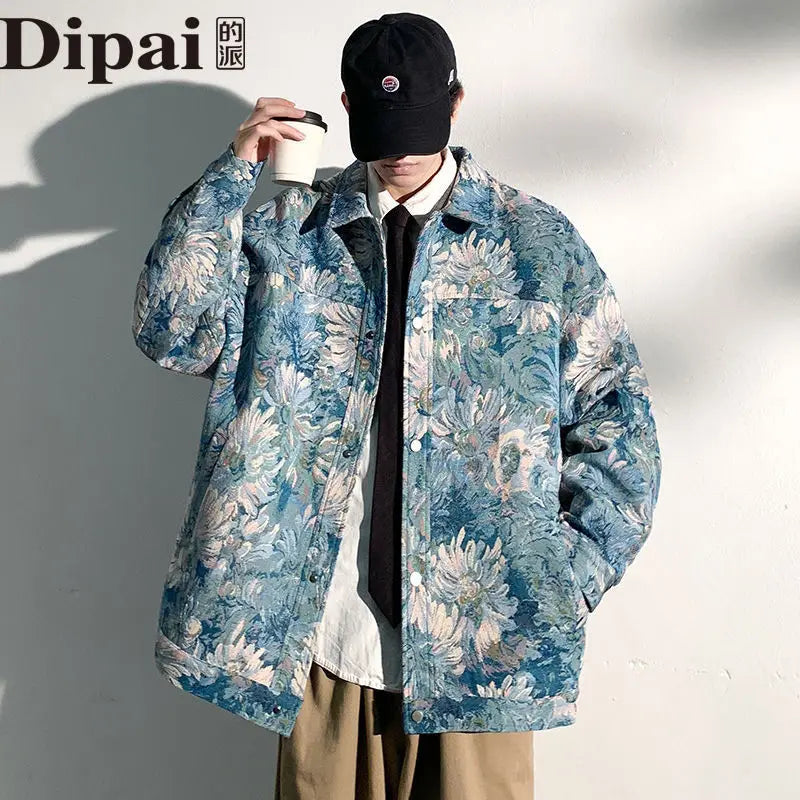 Threebooy New Thin Printed Jacket Men Casual Fashion Brand Trendy Versatile Baseball Wear