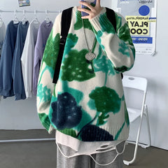 Threebooy Winter Printed Sweater Men Warm Fashion Casual Knitted Pullover Men Korean Loose Round Neck Sweater Mens Jumper Clothes S-2XL