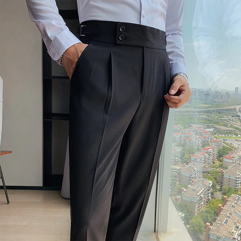 Threebooy Men Spring  Suit Pants Fashion Casual Slim Fit Business Suit Trousers Men's Wedding Party Work Pants Classic Large Size 36