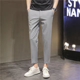 Threebooy British Style Summer Thin Business Dress Suit Pants Men Clothing Slim Fit Casual Office Trousers Formal Plus Size 28-38