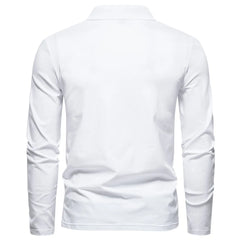 Threebooy New Spring Autumn Men's T Shirt 95% Cotton Long Sleeve Tops Tees Men Solid Color Vintage Turn Down Collar Casual Tshirt Man 5XL