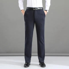 Threebooy  Thicken Business Whisper Suit Pants Casual Straight Loose Autumn Men No Ironing Elastic Thermal Solid Color Big Size Trousers