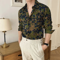 Threebooy  Unisex Spring Summer Floral Print Long Sleeve Shirt Casual Loose Fit Sun Protection Breathable Versatile