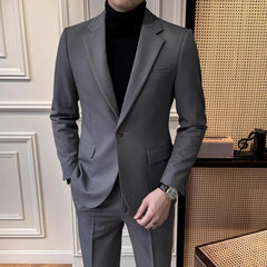 Threebooy  Men's New High-End 2 Piece Fashionable Stylish Jacket Casual Business Suit Premium For Wedding Groom