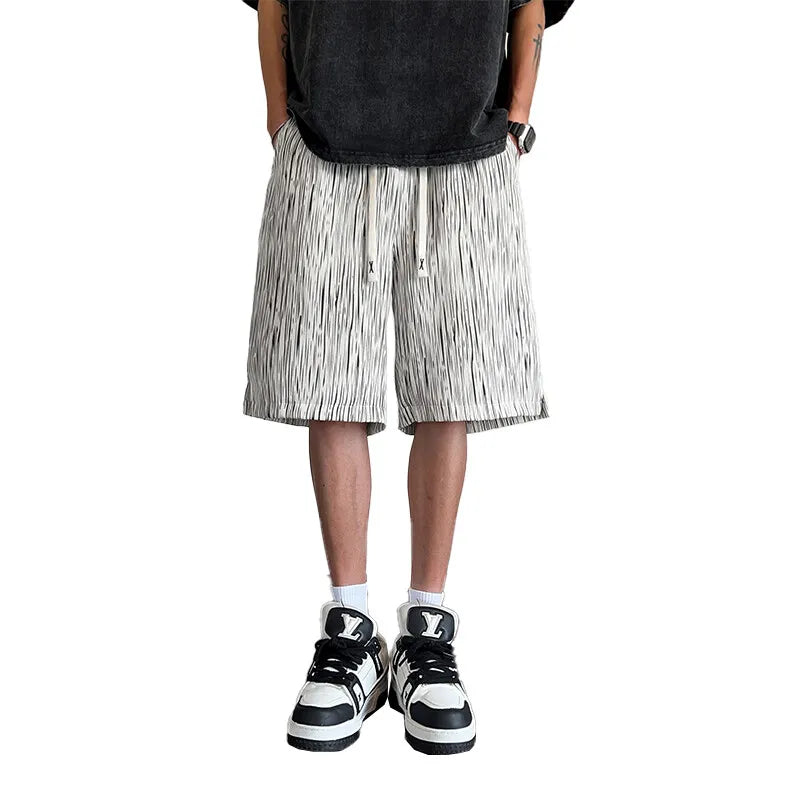 Threebooy  Lightweight Striped Casual Shorts Men Elastic Waistband Drawstring Summer NEW Beach Comfort Stretch Outdoor Sports Activewear