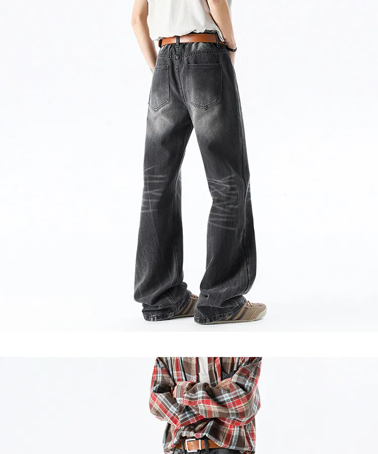 Threebooy Wide leg jeans Men 2025 Autumn trend Casual Pantsbell-bottoms unisex washed Jeans Skinny Work Trousers Male Jeans Men Clothing
