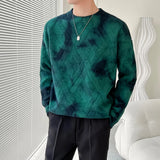 Threebooy Tie-dye Sweater Men Autumn Winter Crewneck Sweaters Men Fashion Clothing Warm Tops Long Sleeve Pullover Jumper Streetwear Tops