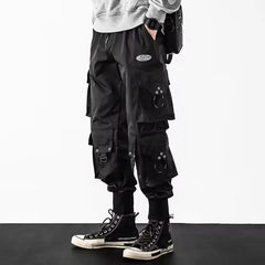 Threebooy  Men’s Loose Fit Cargo Pants with Multi Pockets Nine Tenth Length Tapered LegCasual Utility Style for Spring Autumn
