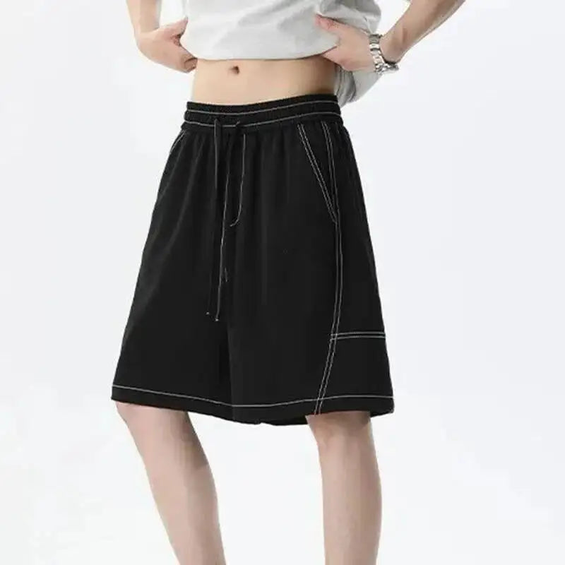 Threebooy  Contrast-stitched Men's Summer Quick-dry Shorts Casual Loose-fitting Drawstring Male Pants Summer New Trend