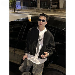Threebooy Autumn Winter American Baseball Jacket High Street Men's Korean Casual Loose Baseball Uniform Woolen Jacket Cityboy Streetwear