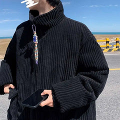 Threebooy Korean style autumn and winter men and women trendy personalized corduroy jacket for couples loose retro Harajuku casual top y2k