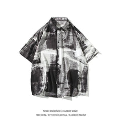 Threebooy Men Short Sleeve Tie Dye Beach Shirt Summer Casual Loose Fit Oversized Comfortable Breathable Trendy Streetwear Vacation Fashio