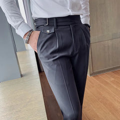 Threebooy Men's Suit Pants Formal Pants High Quality Solid Color Business Fashion Casual Slim Fit Ankle Trouser Men's Clothing Dress Pants