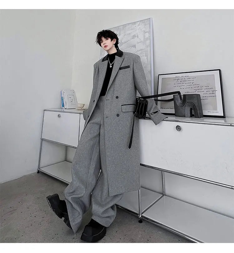 Threebooy Men's Luxurious Oversized Coat & Trousers 2-Piece Set