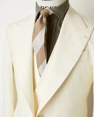 Threebooy  Beige Men's Suit 3 Pieces Blazer Vest Pants One Button Peaked Lapel Business Slim Fit Tuxedo Formal Wedding Groom