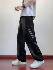 Threebooy Summer Men's Jeans Flap Pockets Lightweight Denim Cargo Pants Big Size 8XL 7XL 6XL Wide Leg Baggy Jeans Straight Trousers