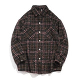 Threebooy Oversized Woven Shirt Men Fashion Retro Casual Plaid Shirts Mens Streetwear Korean Loose Long-sleeved Shirt Men M-2XL