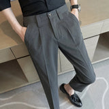 Threebooy Korean Style New Spring and Autumn Suit Trousers Men's Slim Casual Pants Fashion Business Brand Thin Trousers Classic Style
